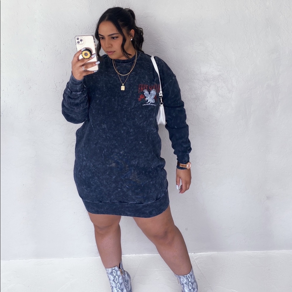 Plus size over size sweater dress